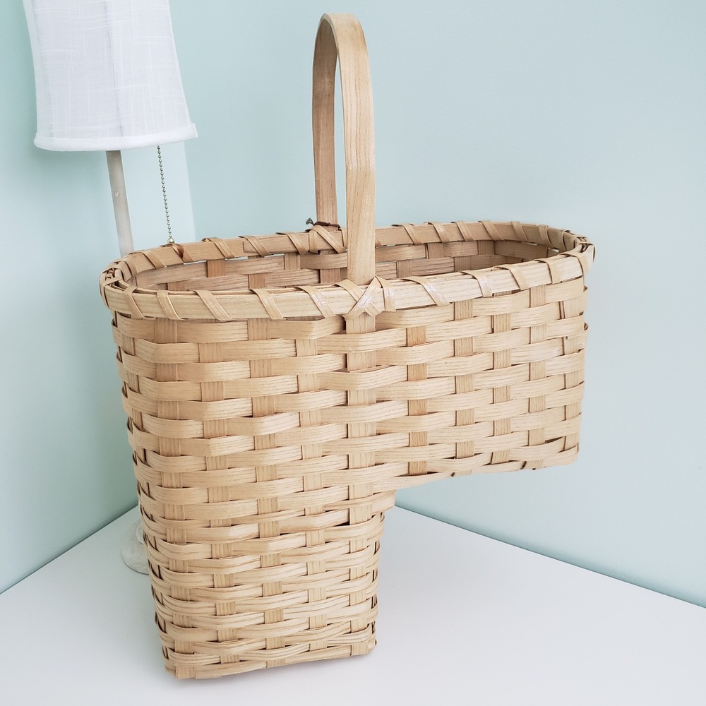 Vintage Basketville 23" Large Stairs Basket Natural Woven Ash Wood Stair Rustic - Picture 8 of 12